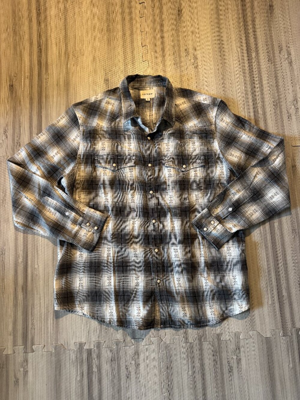 Lucky Brand Men's Plaid Dobby Western Long Sleeve Shirt
